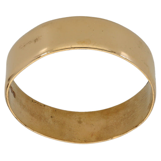9ct gold plain wedding ring, smooth band, size R