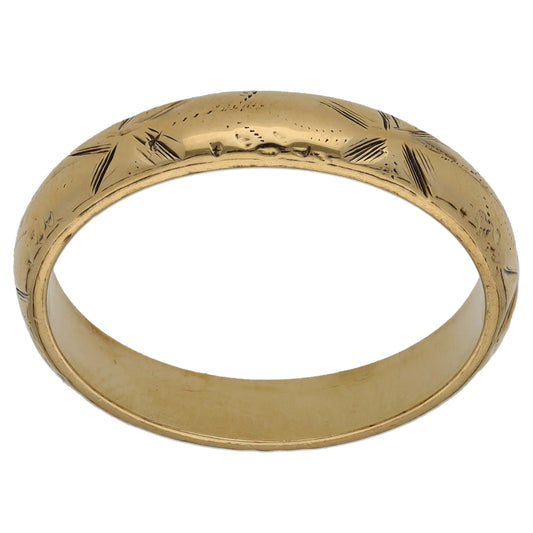 9ct Gold Patterned Wedding Ring Size S