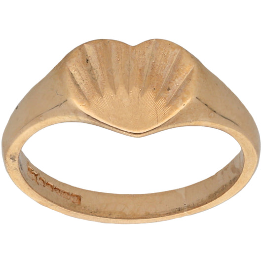 9ct Gold Patterned Signet Ring Size L
