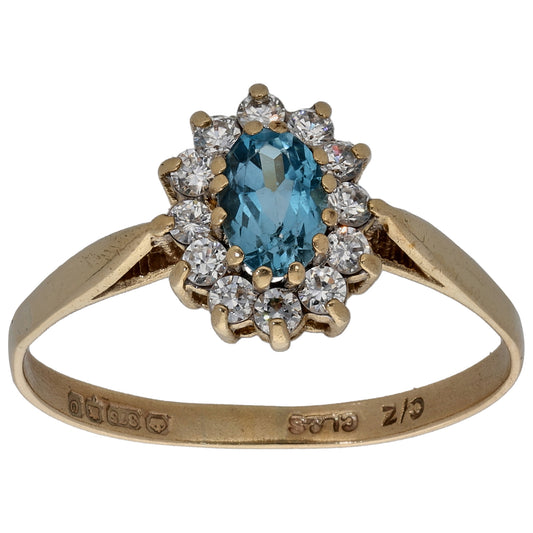 9ct Gold Topaz & Cubic Zirconia Dress/Cocktail Ring Size R