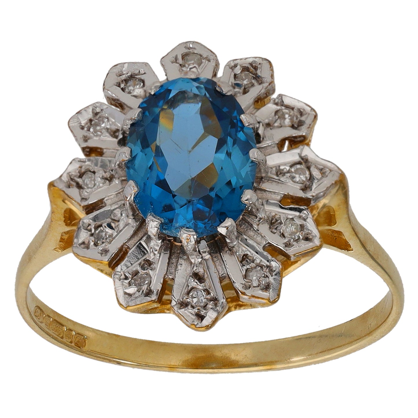 9ct Gold Topaz & 0.06ct Diamond Dress/Cocktail Ring Size P