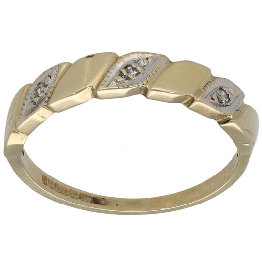 9ct Gold 0.03ct Diamond Half Eternity Ring Size L