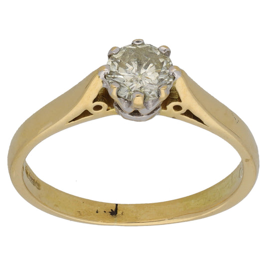 18ct Gold 0.50ct Diamond Solitaire Ring Size M