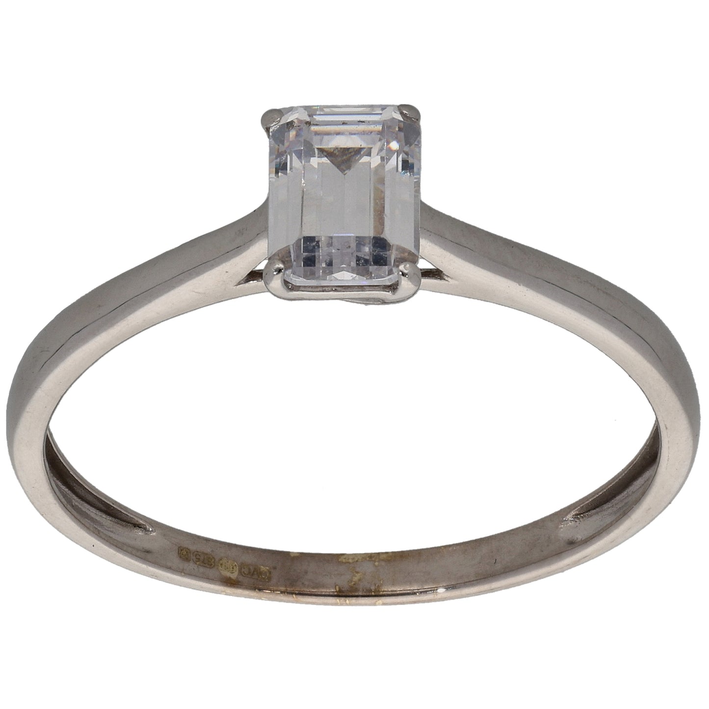 9ct White Gold Cubic Zirconia Single Stone Ring Size W