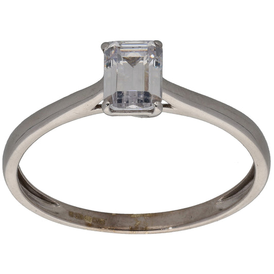 9ct White Gold Cubic Zirconia Single Stone Ring Size W