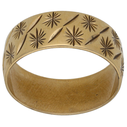 9ct Gold Patterned Wedding Ring Size M
