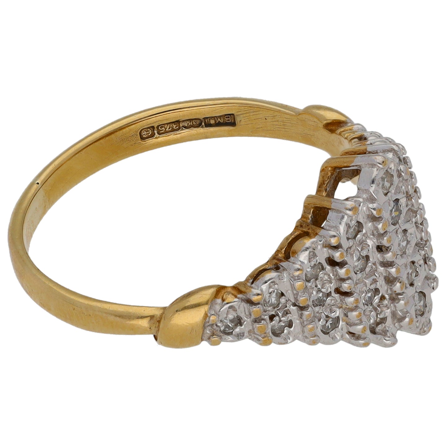 9ct Gold 0.125ct Diamond Cluster Ring Size N