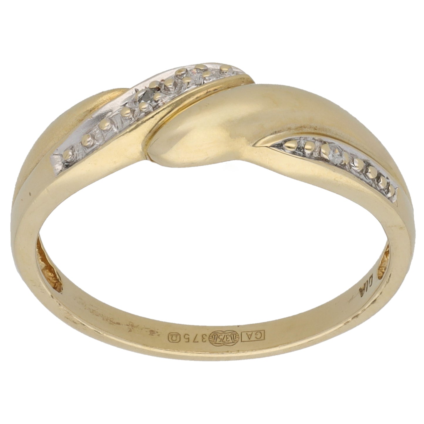 9ct Gold 0.015ct Diamond Half Eternity Ring Size P