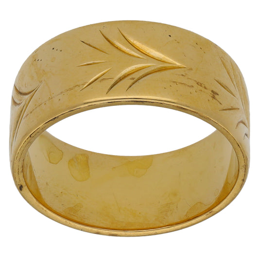 18ct Gold Patterned Wedding Ring Size L