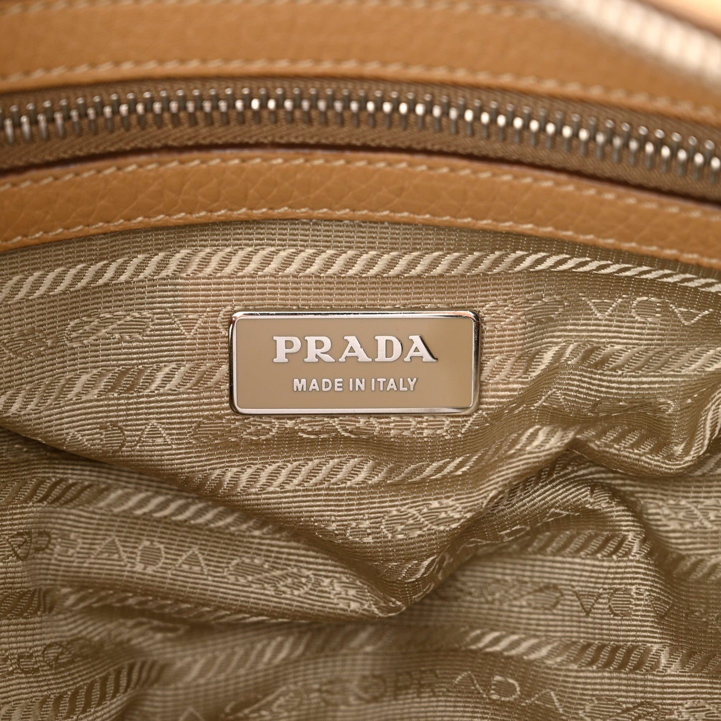 Prada Boston Vitello Daino Leather Bag - Beige