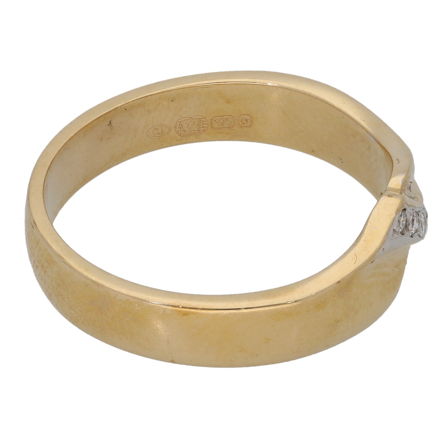 9ct Gold 0.06ct Diamond Wishbone Ring Size M