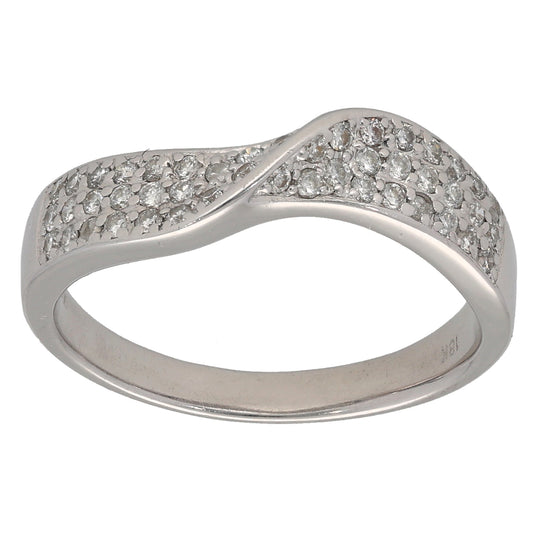 18ct White Gold 0.44ct Diamond Half Eternity Ring Size Q
