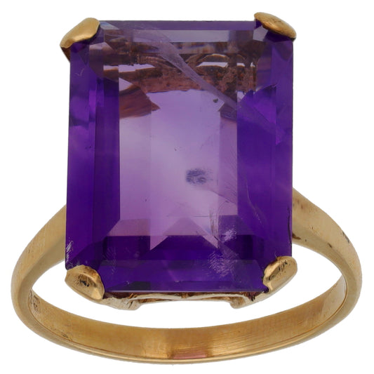 9ct Gold Amethyst Single Stone Ring Size O