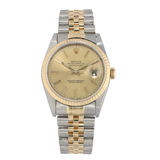 Rolex Datejust 16233, champagne dial, stainless steel and gold case, Jubilee bracelet