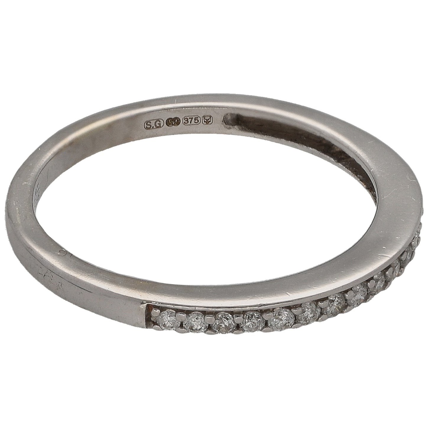 9ct White Gold 0.15ct Diamond Half Eternity Ring Size M