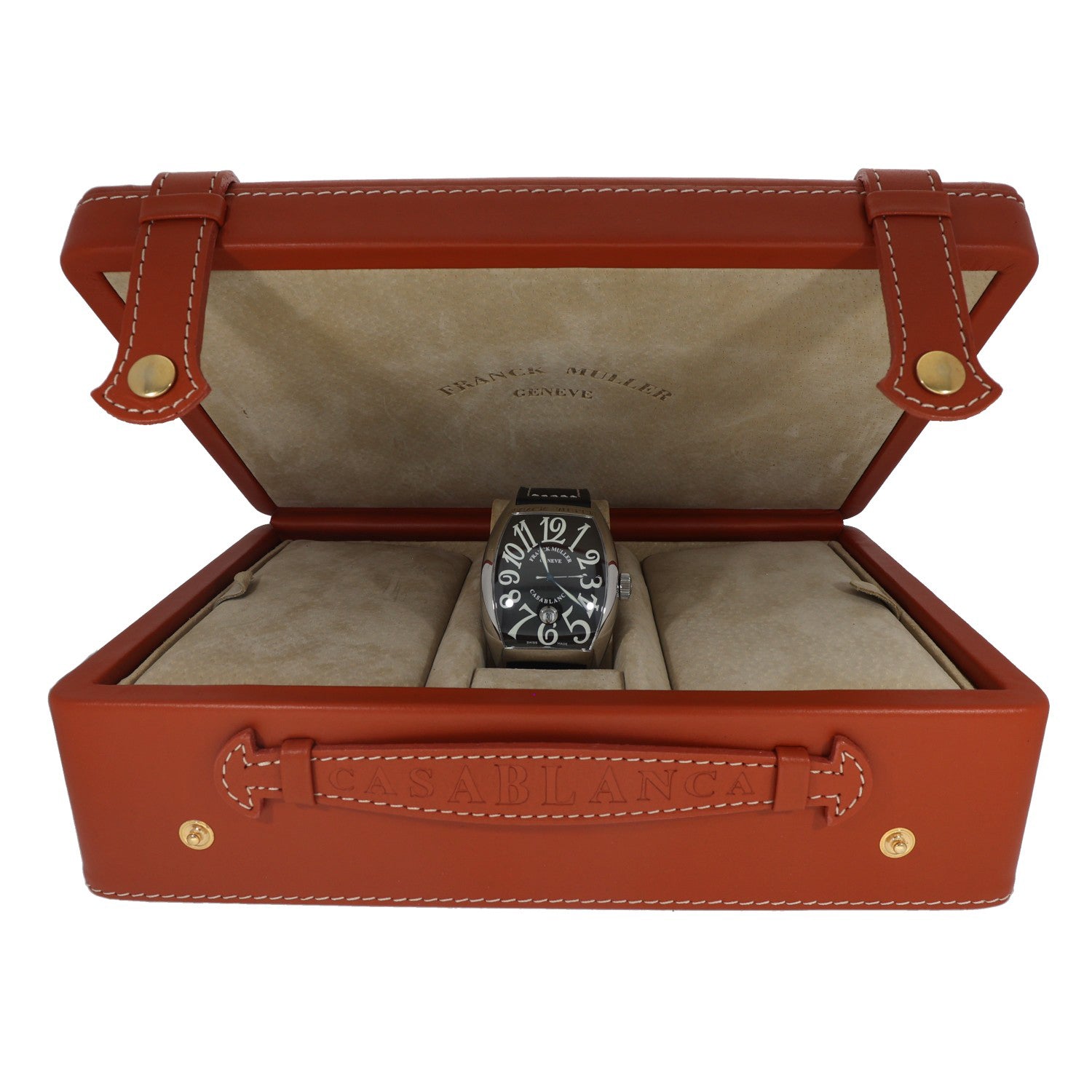 Franck Muller Casablanca 8880 C DT, black dial, black leather strap, box image