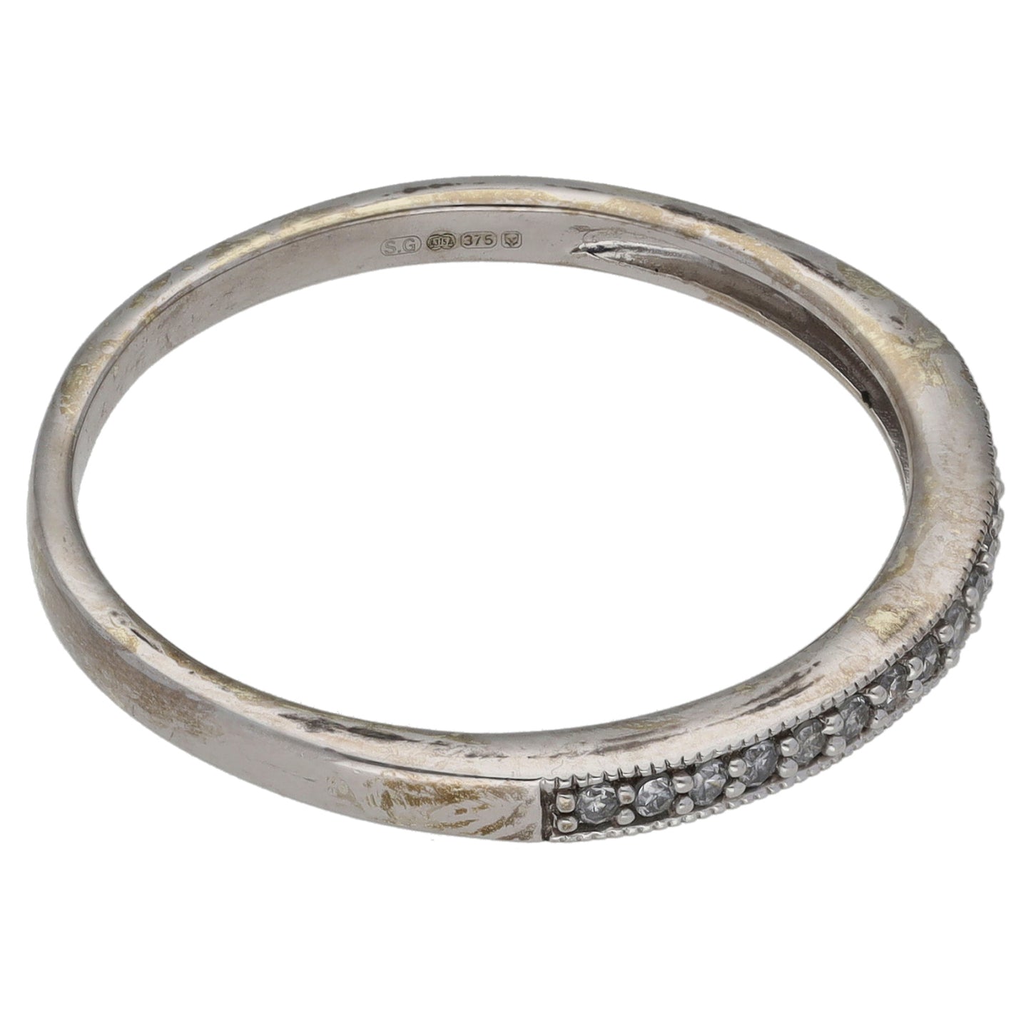 9ct White Gold 0.115ct Diamond Half Eternity Ring Size U