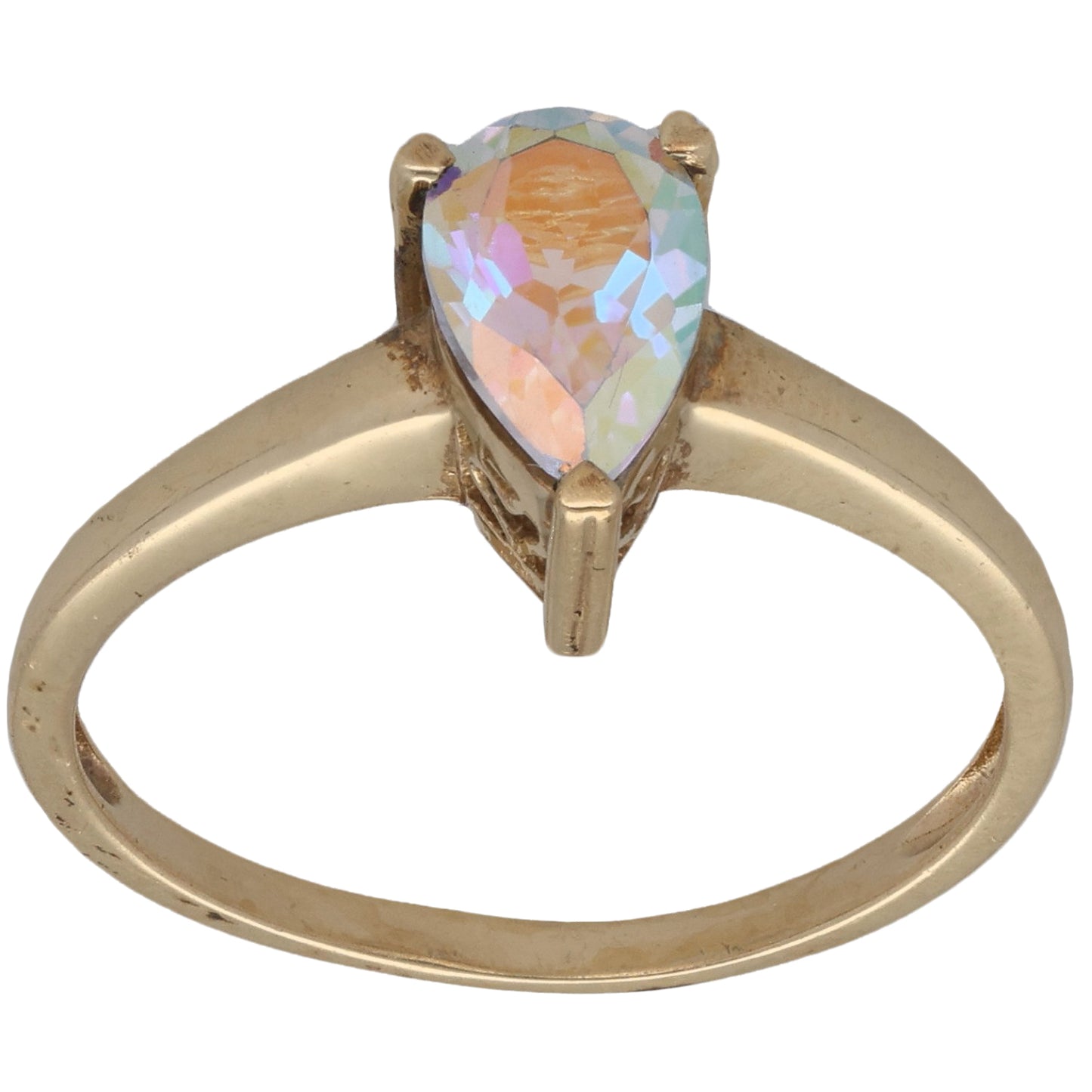 9ct Gold Coated Topaz Single Stone Ring Size N