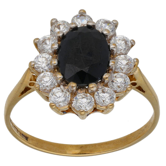 9ct Gold Sapphire & Cubic Zirconia Dress/Cocktail Ring Size N