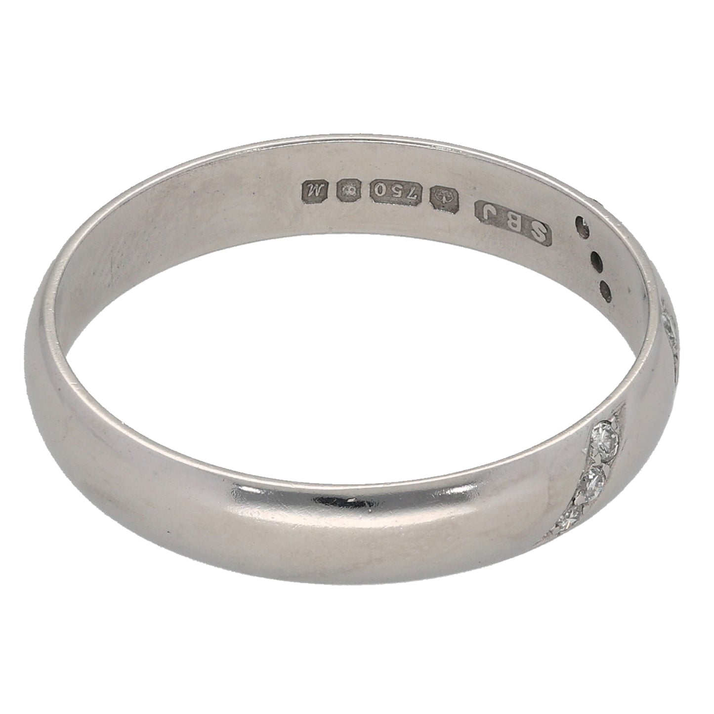 18ct White Gold 0.045ct Diamond Wedding Ring Size S