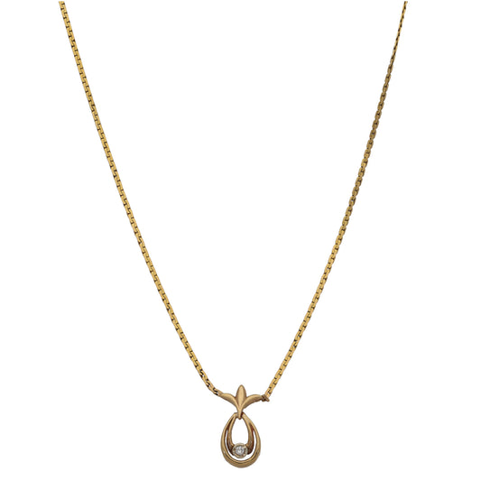 9ct Gold 0.05ct Diamond Fancy Necklace 16"