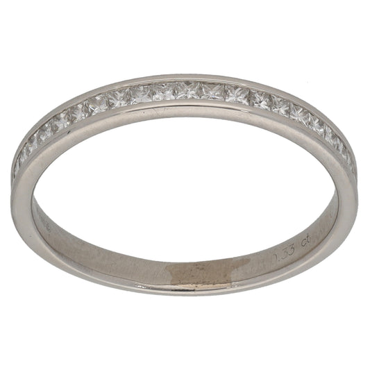Platinum 0.33ct Diamond Half Eternity Ring Size N