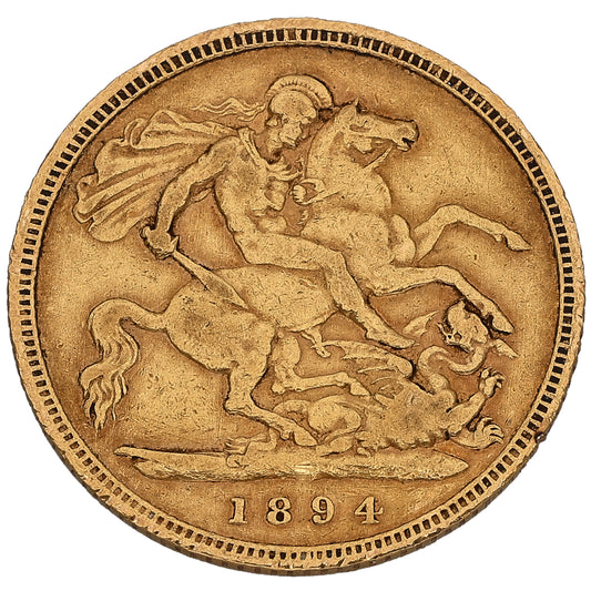 22ct Gold Queen Victoria Half Sovereign Coin 1894