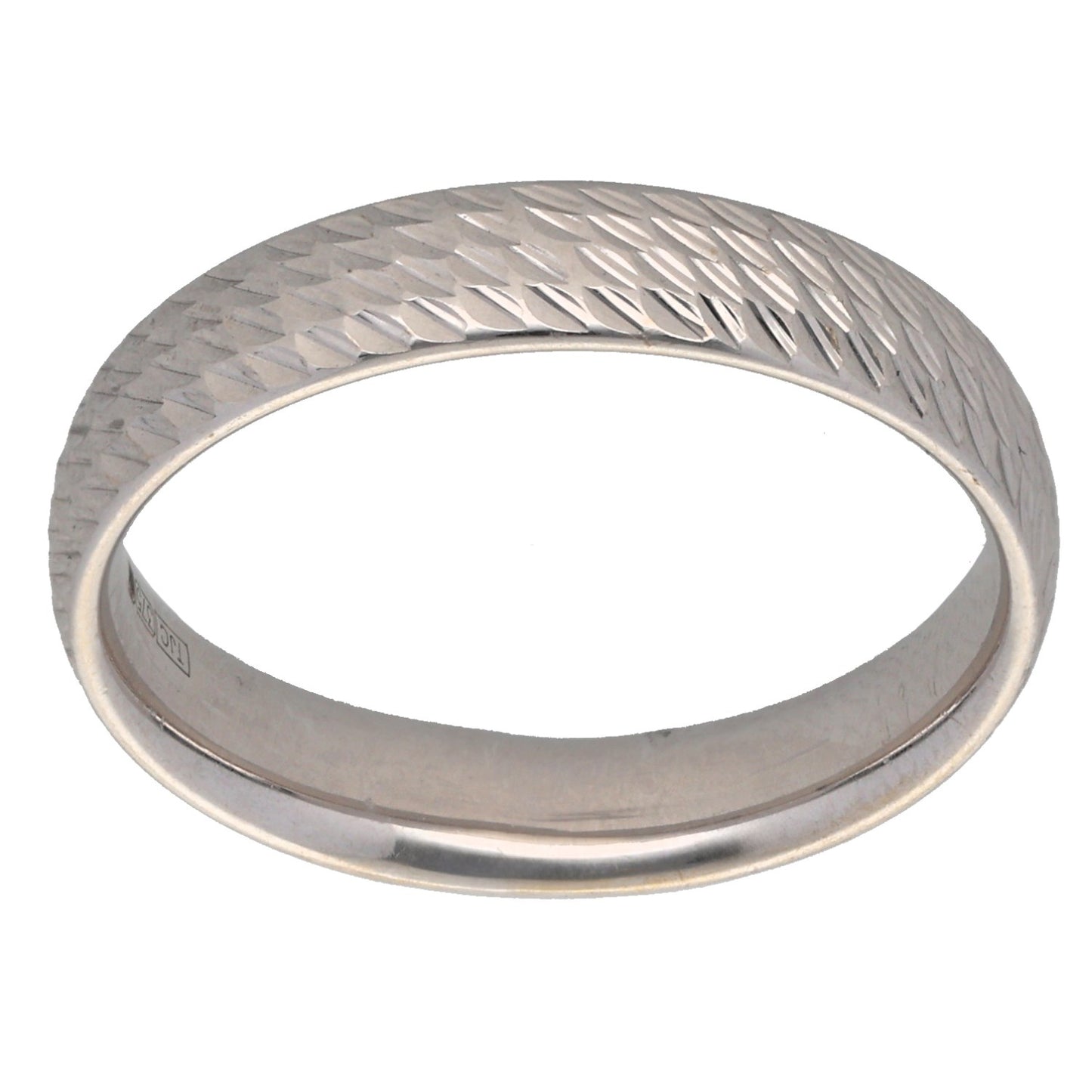 9ct White Gold Patterned Wedding Ring Size S