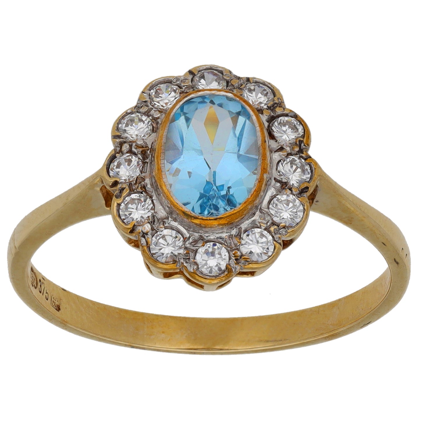 9ct Gold Topaz & Cubic Zirconia Dress/Cocktail Ring Size Q