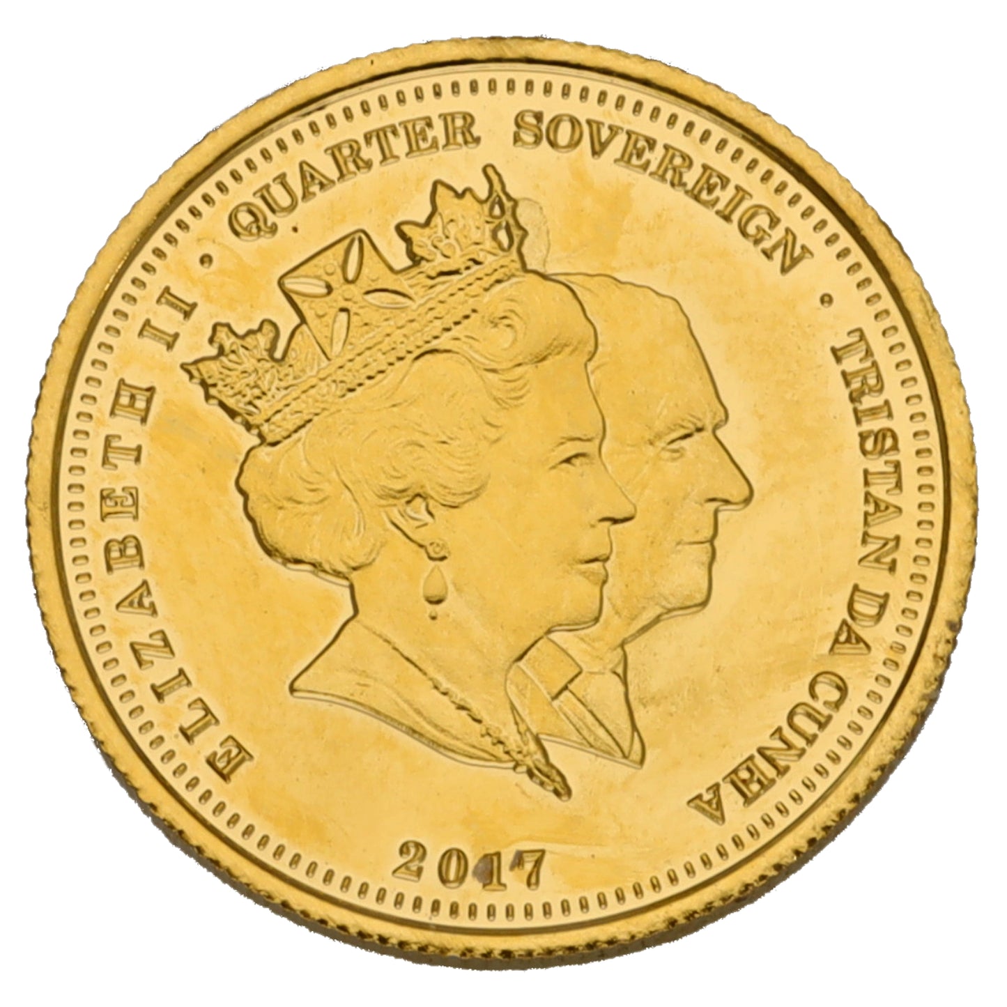 22ct Gold Elizabeth & Phillip Quarter Sovereign Coin 2017