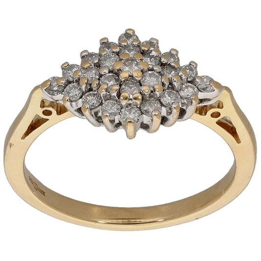 18ct Gold 0.50ct Round Diamond Cluster Ring Size O
