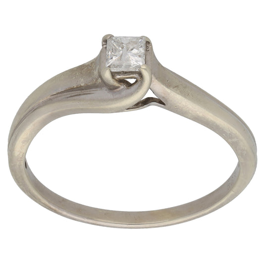 9ct White Gold 0.20ct Diamond Solitaire Ring Size R