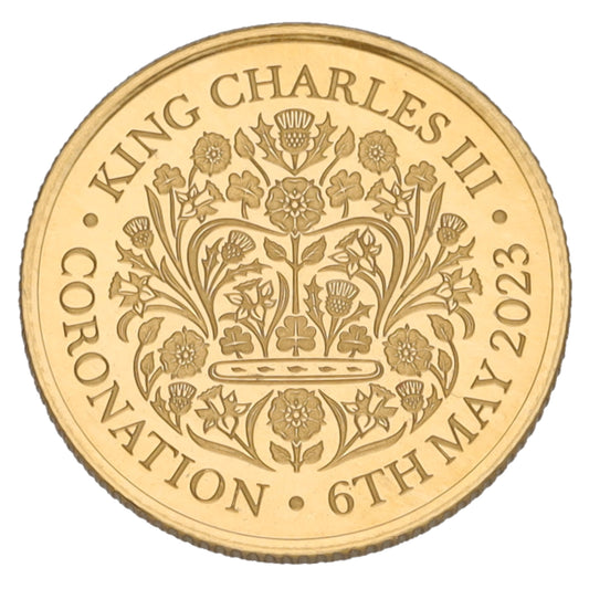22ct Gold King Charles Coronation Quarter Sovereign Coin 2023