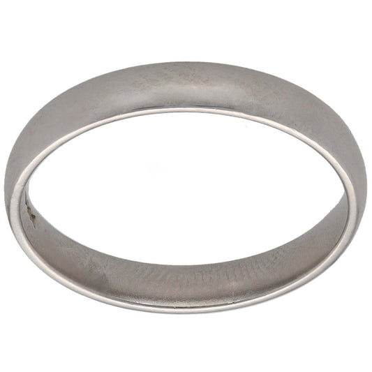 Plain platinum wedding band with smooth polished round profile