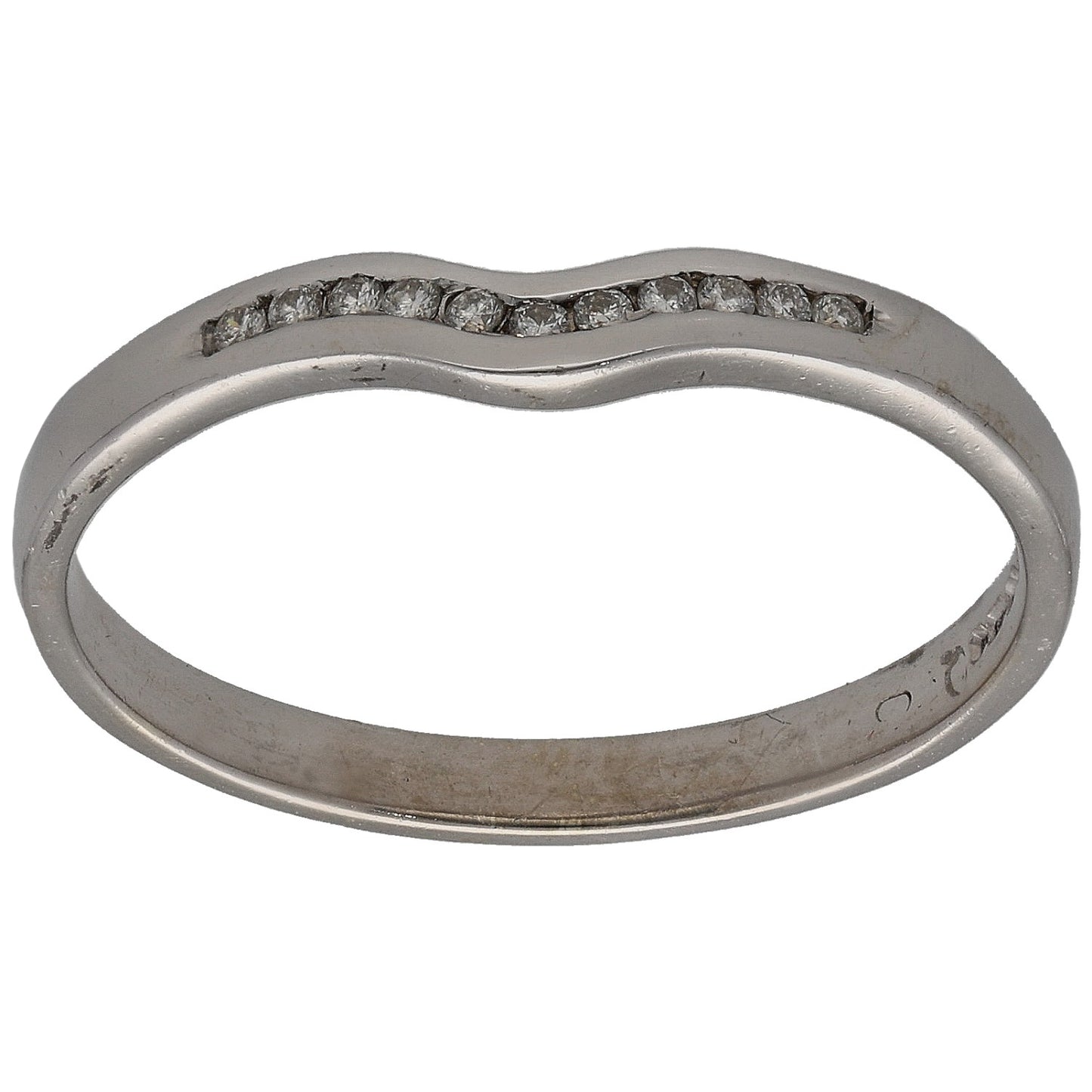 9ct White Gold 0.055ct Diamond Half Eternity Ring Size Q