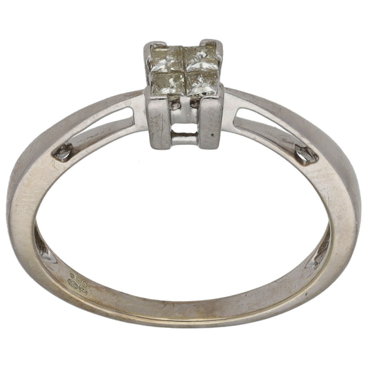 9ct White Gold 0.15ct Diamond Dress/Cocktail Ring Size O