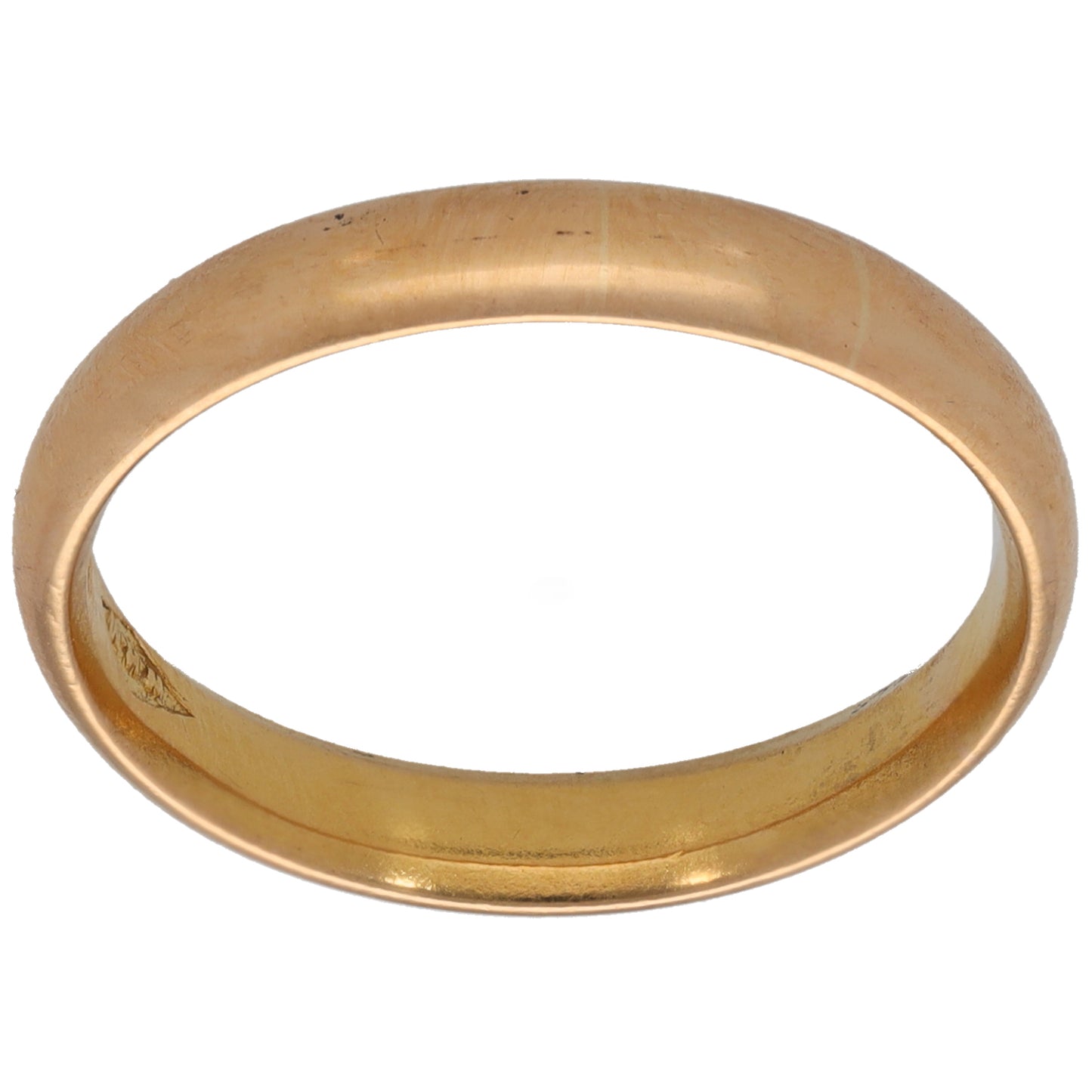 Plain 22ct gold wedding ring, smooth band with rounded edges