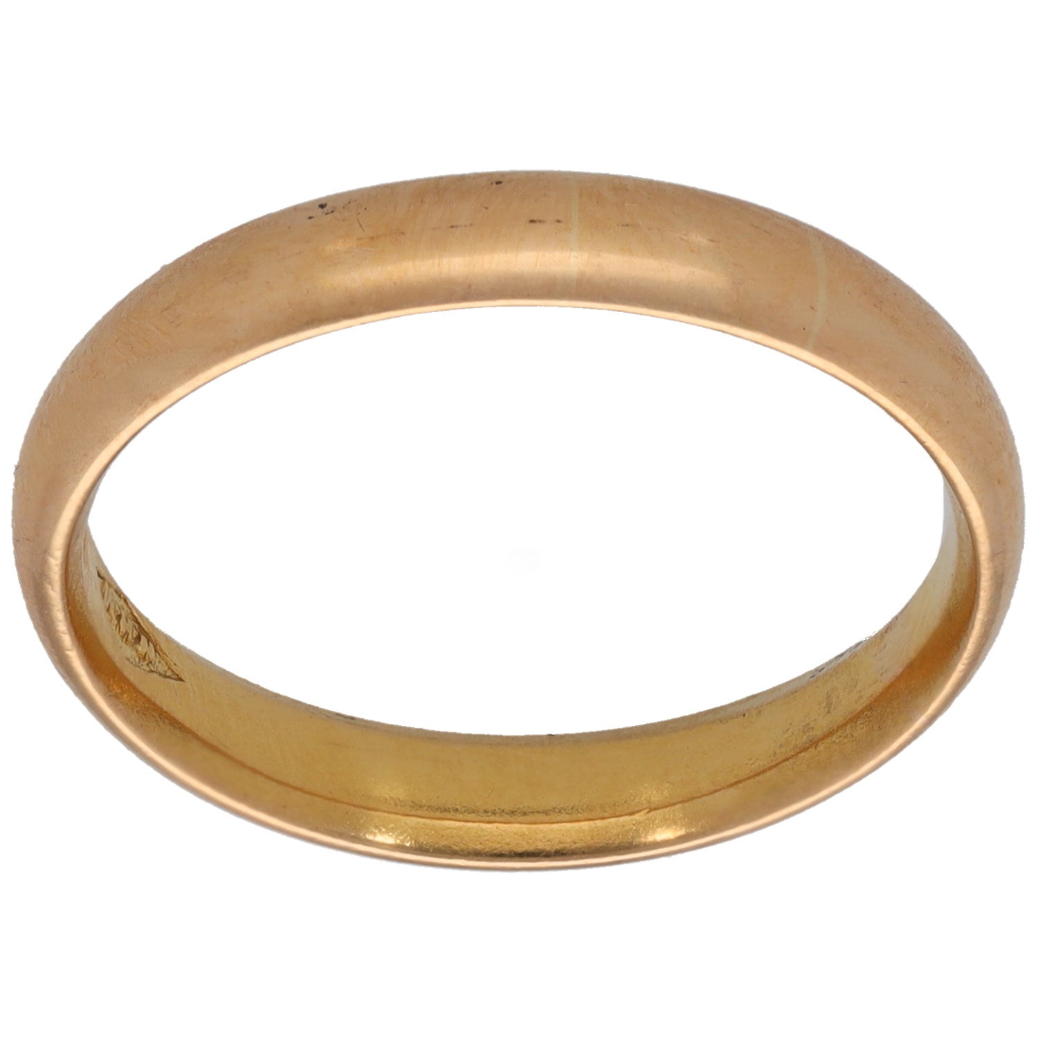 Plain 22ct gold wedding ring, smooth band with rounded edges