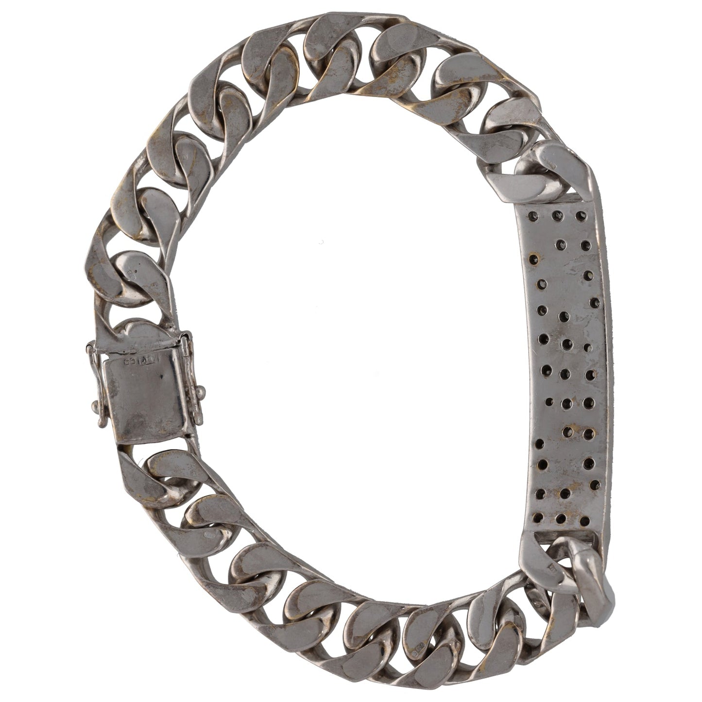 9ct White Gold 1.45ct Diamond ID Bracelet