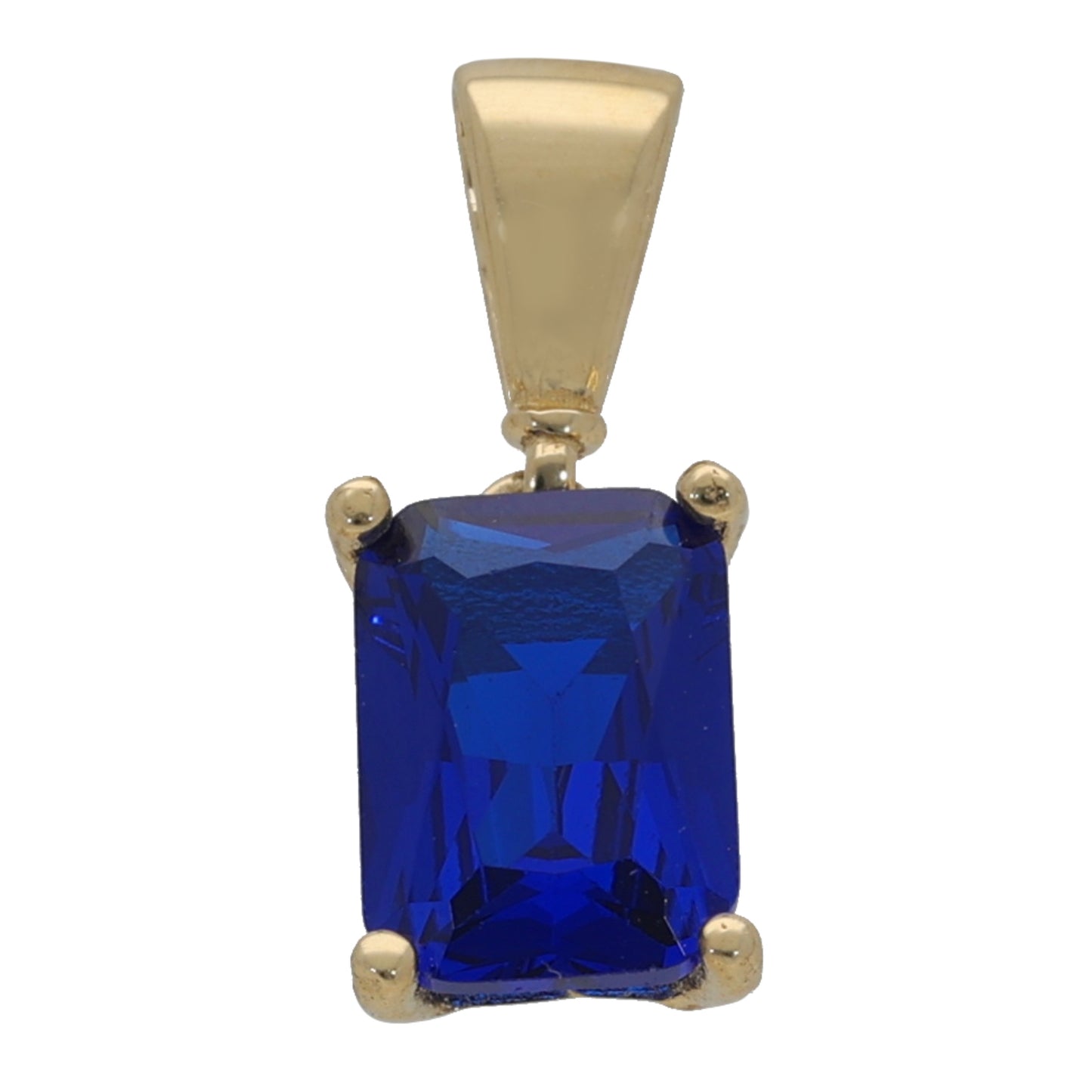 New 9ct Gold Blue Cubic Zirconia Single Stone Pendant