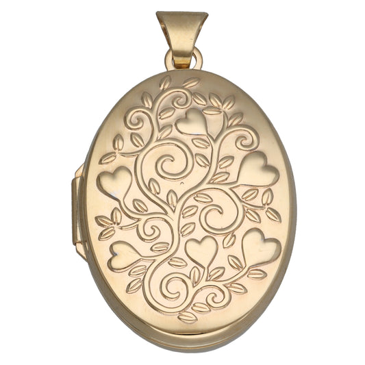 9ct Gold Patterned Locket Pendant