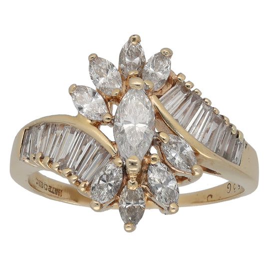 14ct Gold 1.59ct Diamond Dress/Cocktail Ring Size P