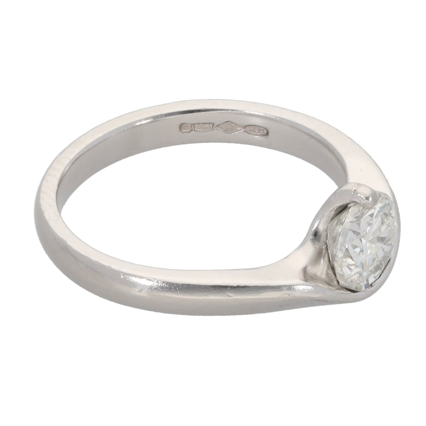 Platinum 0.95ct Diamond Solitaire Ring Size N