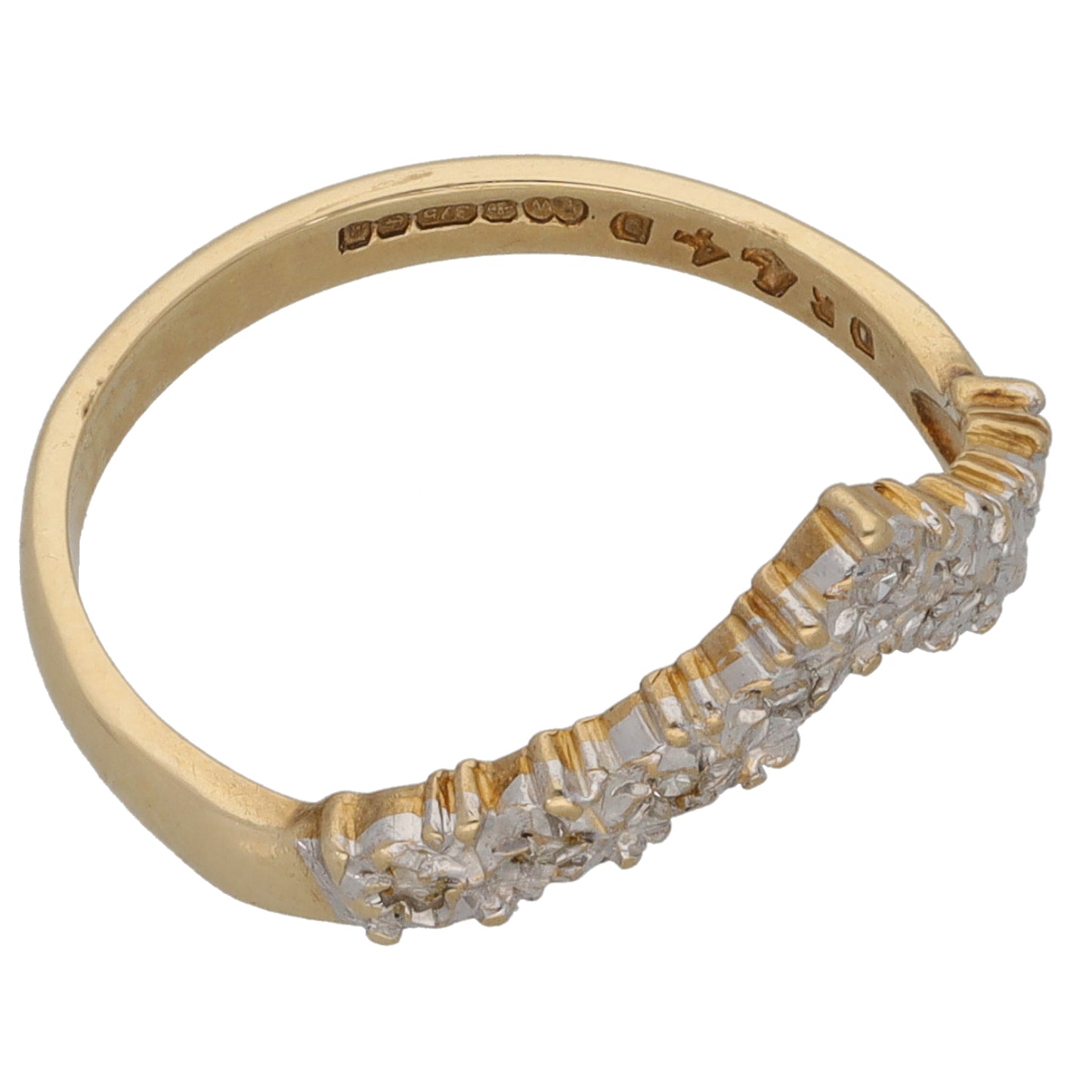 9ct Gold 0.045ct Diamond Wishbone Ring Size K