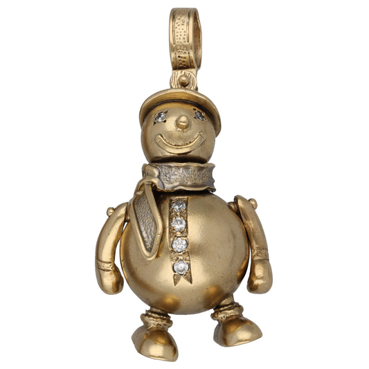 9ct Gold Cubic Zirconia Snowman Pendant