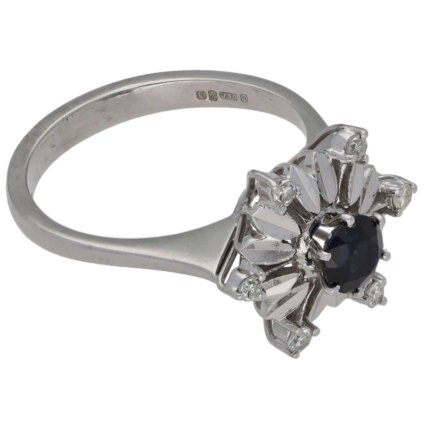 18ct Gold 0.06ct Diamond & Sapphire Dress/Cocktail Ring Size M