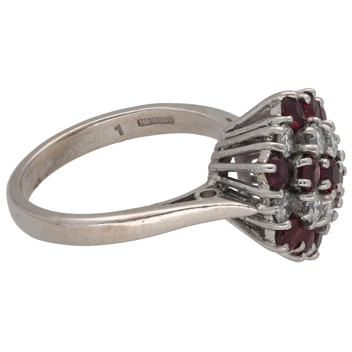 14ct White Gold 0.40ct Diamond & Ruby Dress/Cocktail Ring Size M