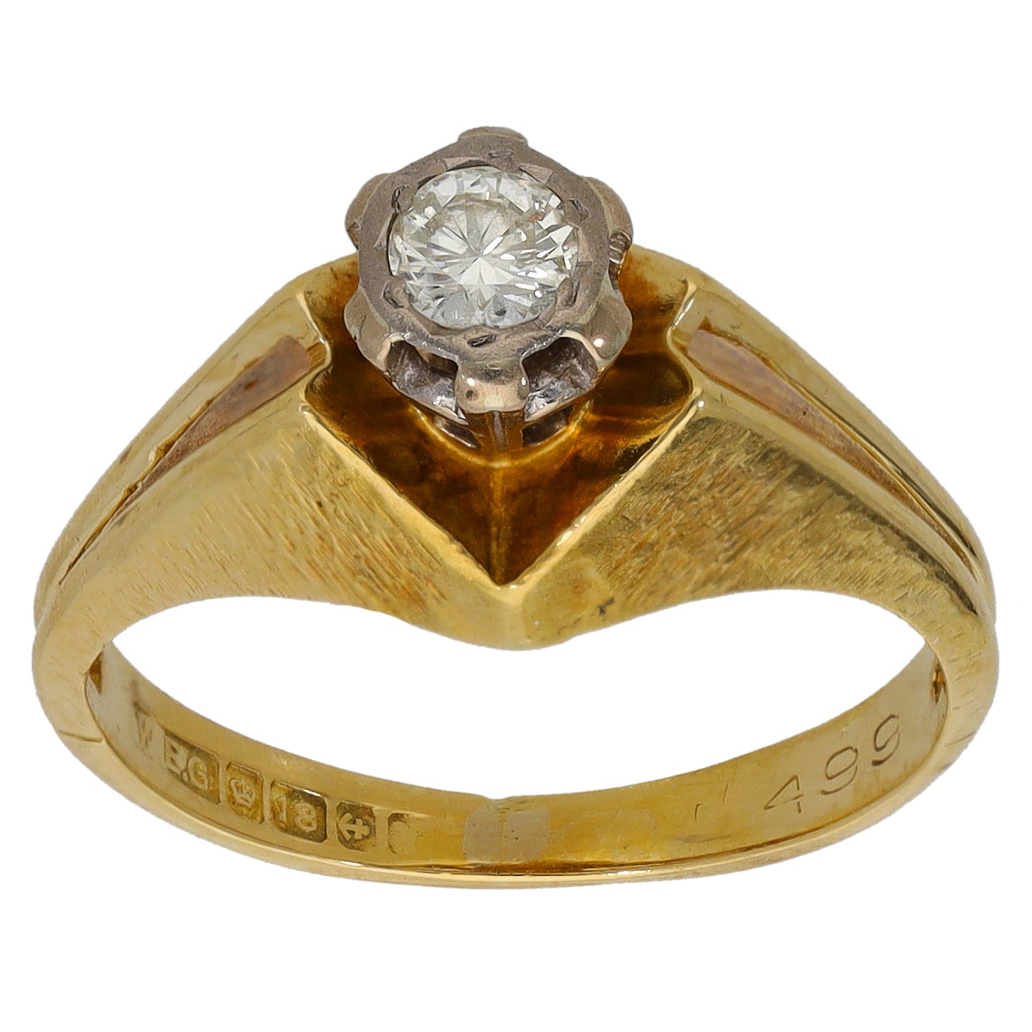 18ct Gold 0.20ct Diamond Solitaire Ring Size L