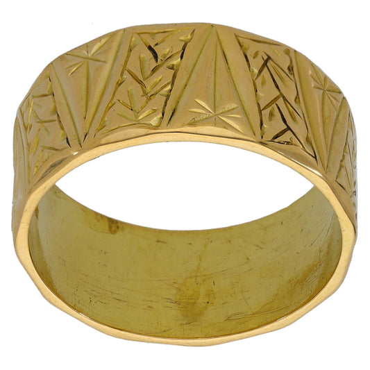 18ct Gold Patterned Wedding Ring Size Q