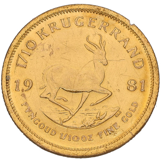 22ct Gold 1/10 OZ Krugerrand Coin 1981